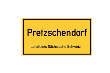 Isolated German city limit sign of Pretzschendorf located in Sachsen