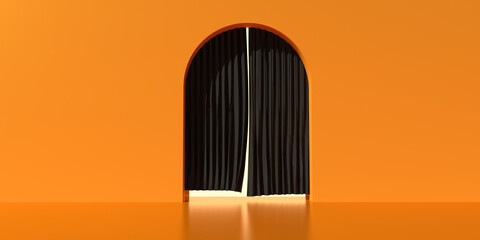 Poster - curtain with an arch - minimal design - 3d render