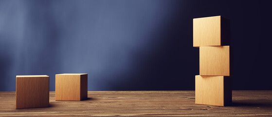 Poster - square blocks and cubes - geometric shapes - 3d render