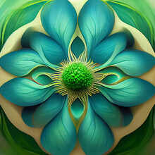 Abstract Floral Design With Blue And Green Colours