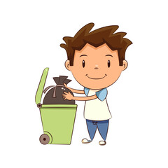 Sticker - Child taking out trash