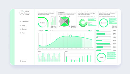 Poster - Dashboard, great design for any site purposes. Business infographic template. Big data concept Dashboard user admin panel template design. Analytics admin dashboard.