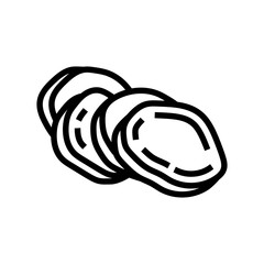 Sticker - slice cut sweet potato line icon vector. slice cut sweet potato sign. isolated contour symbol black illustration