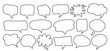 © Avni Design - Scribble linear speech bubble icon in various shapes isolated, roughen comic cloud bubble outline vector design, empty dialog balloon, chat icon set