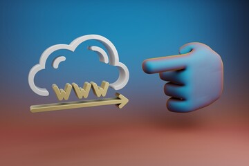 Fototapete - beautiful illustrations abstract hand index finger points to cloud domain name symbol icon on a mult