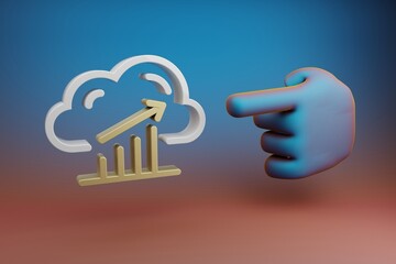Poster - Beautiful illustrations abstract Hand index finger points to SSS symbol icon on a multicolor bright background. 3d rendering illustration. Background pattern for design.