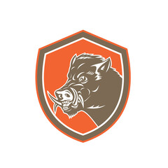 Wall Mural - Wild Boar Razorback Head Side Shield Retro