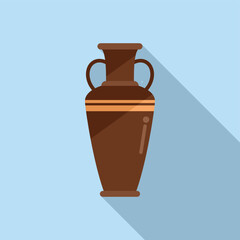 Poster - Antique amphora icon flat vector. Vase pot. Wine pottery