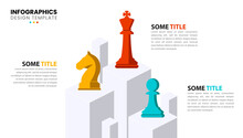 Infographic Template. Chess On Columns With 3 Steps And Text