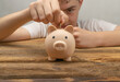 © artemstepanov - Child Throws Coin into Piggy Bank, Money Box, Saving Pig, Moneybox, Piggybank