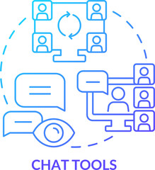 Fototapete - Chat tools blue gradient concept icon. Business software type abstract idea thin line illustration. Instant messaging. Isolated outline drawing