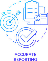 Poster - Accurate reporting blue gradient concept icon. Detailed statistics abstract idea thin line illustration. Results processing. Isolated outline drawing