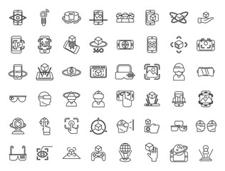 Poster - Augmented reality icons set outline vector. Virtual reality. Cube 360