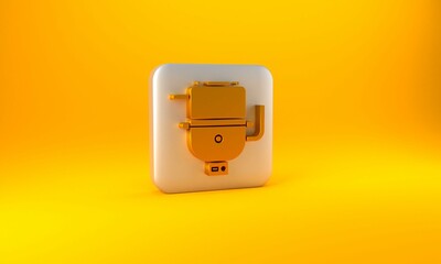 Wall Mural - Gold Electric boiler for heating water icon isolated on yellow background. Silver square button. 3D render illustration