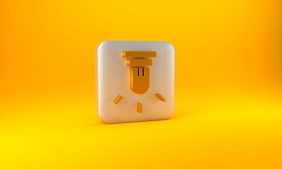 Poster - Gold Motion sensor icon isolated on yellow background. Silver square button. 3D render illustration
