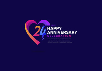 Wall Mural - 24 years anniversary icon logo colorful with love shape