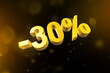 30% off discount offer. 3D illustration isolated on black. Promotional price rate