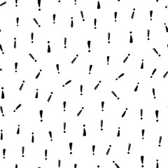 Poster - Hand drawn exclamation mark seamless pattern. Scribble doodle exclamation point sign background. Hand drawn sketch danger pattern. Vector illustration