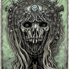 Wall Mural - An illustration of a Norse viking undead lich king portrait