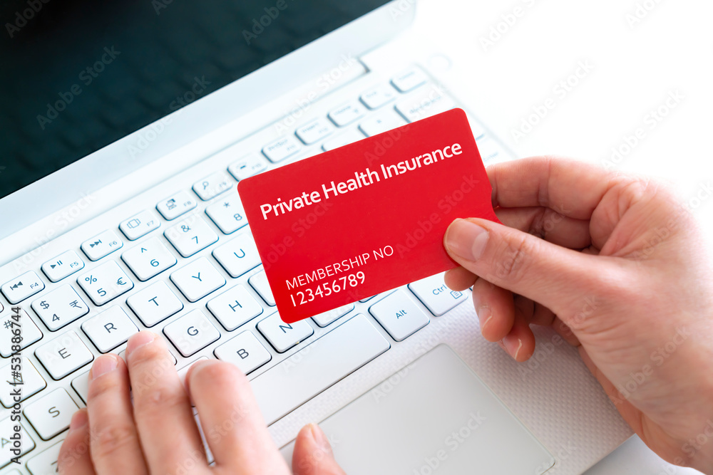 Private health insurance with laptop concept Stock Photo | Adobe Stock