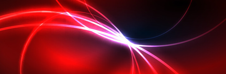 Neon glowing fluid wave lines, magic energy space light concept, abstract background wallpaper design