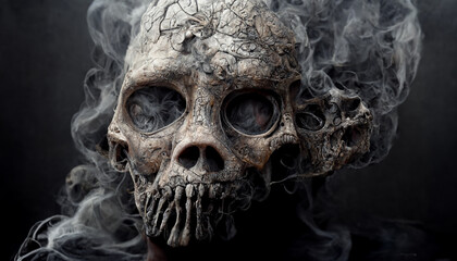 Wall Mural - Abstract, surreal, creepy skull of smoke.Digital art