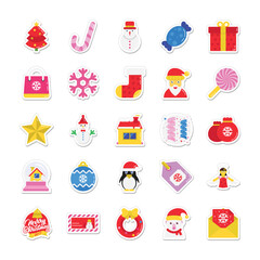 Canvas Print - Christmas, Party and Celebration Colored Vector Icons 