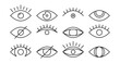 Eye vector line icon, vision symbol, look sign set outline design, see, black pictogram different shape. Simple illustration
