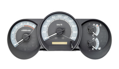 Car gauge have tachometer speedometer water temp and fuel gauge isolated on white background with clipping path