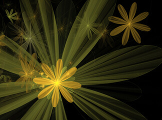Fototapete - Fractal flower. Fractal image as bacground with flower. Creative element for desing