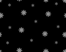 Snowflakes On Black Background Seamless Pattern