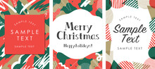 筆のペンキやポップな幾何学模様のクリスマスカードセット