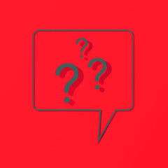 Fototapete - Question mark with shadow on red background. 3d image. 3d rendering. Square image.