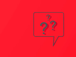 Fototapete - Question mark with shadow on red background. 3d image. 3d rendering. Horizontal image.