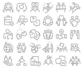 Wall Mural - Cooperation line icons collection. Thin outline icons pack. Vector illustration eps10