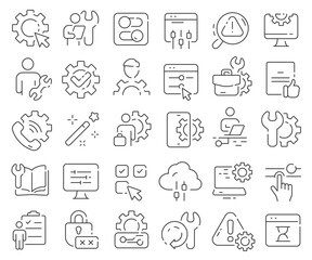 Poster - Setting line icons collection. Thin outline icons pack. Vector illustration eps10