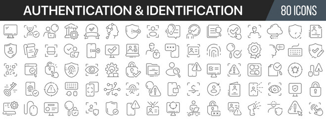Aufkleber - Authentication and identification line icons collection. Big UI icon set in a flat design. Thin outline icons pack. Vector illustration EPS10