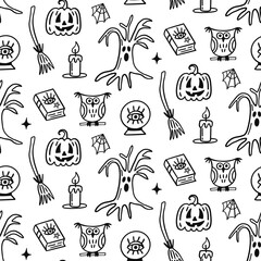 Wall Mural - Halloween Cute Vector Seamless Pattern Texture