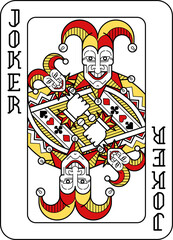 Leinwandbilder - Playing Card Joker Red Yellow and Black