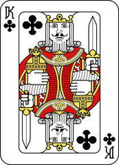 Leinwandbilder - Playing Card King of Clubs Red Yellow and Black