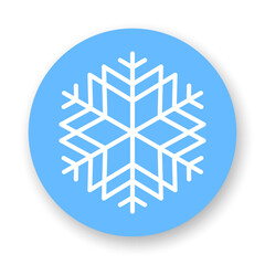 Wall Mural - Snowflake flat icon. White vector element on blue background. Best for web, seamless patterns, decoration and your design.