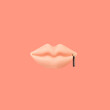 Pink sexy lips with a black zipper on the pastel background. Visual silence concept artwork.