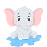 Fototapeta Dinusie - cute elephant animal illustration 