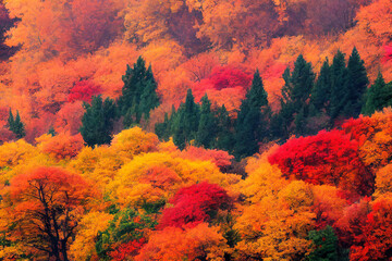 Wall Mural - autumn forest with colorful autumn foliage