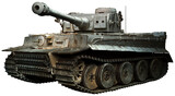 Fototapeta  - Tiger tank in steel grey 3D illustration	
