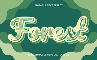 Poster - forest 3d text effect with nature theme. green text lettering typography font style