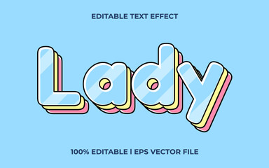 Poster - Lady editable text effect, lettering typography font style, 3d text for tittle