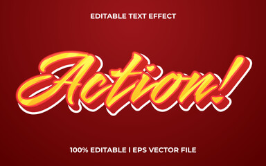 Poster - action 3d text effect with cool theme. orange text lettering typography font style