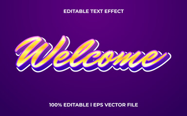 Poster - welcome 3d text effect with luxury theme. gold text lettering typography font style