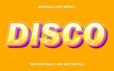 Poster - disco 3d text effect with trendy theme. colorful text lettering typography font style